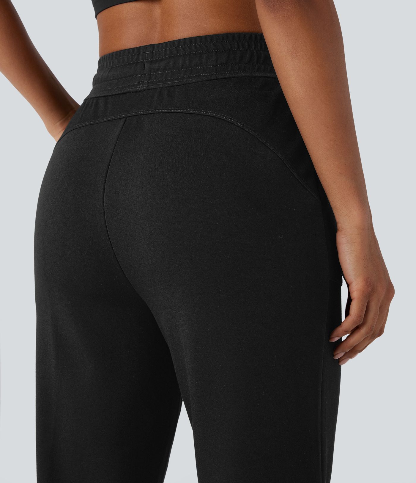 High Waisted Drawstring Pocket Tapered Running Pants