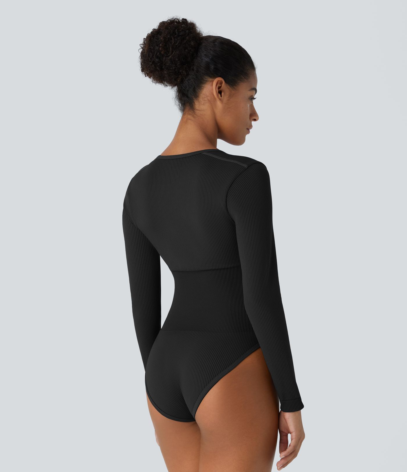 Body liso manga larga cuello cuadrado flujo sin costura