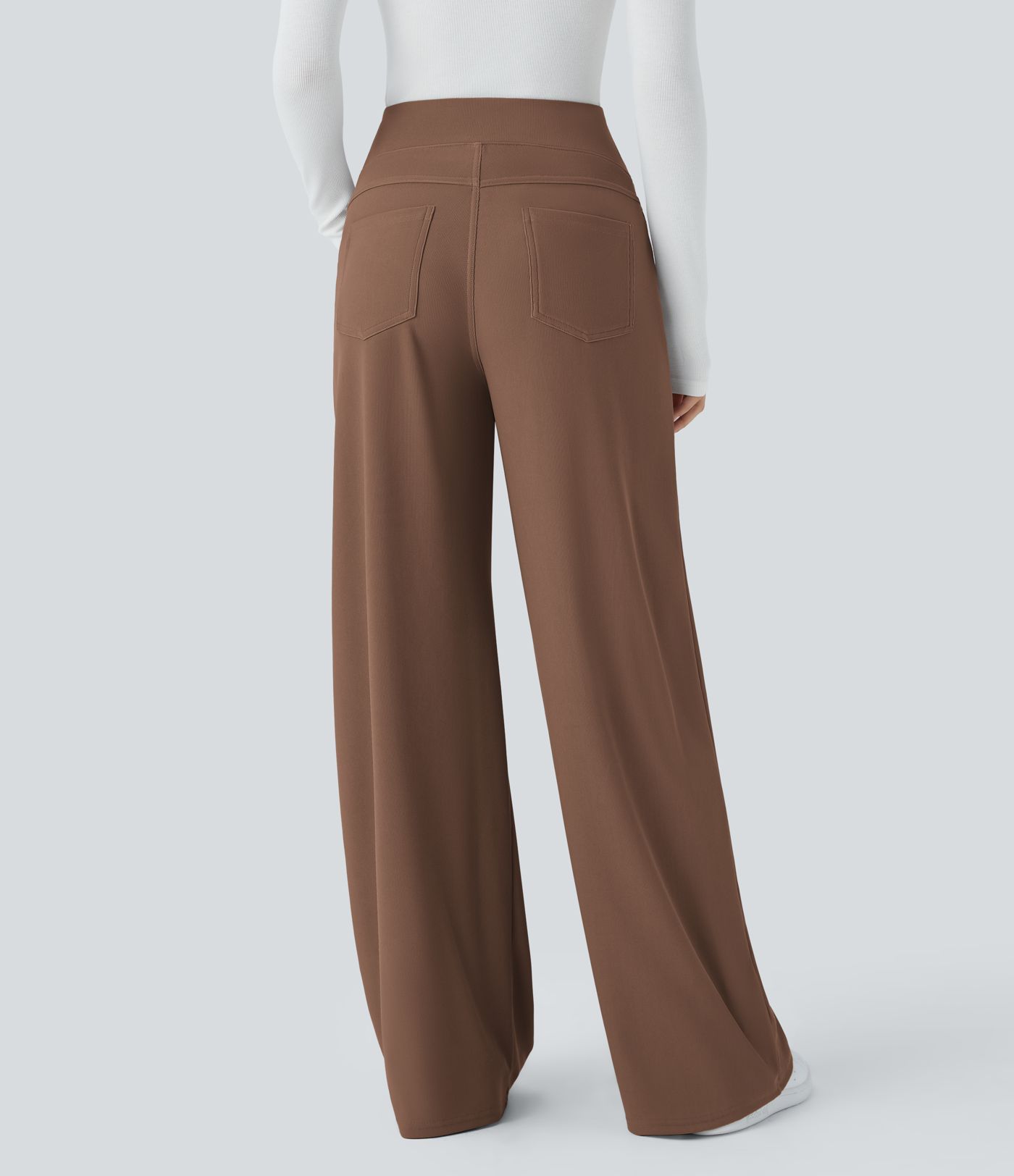 Halara Flex™ High Waisted Tummy Control Pockets Wide Leg Micro Waffle Work Trousers