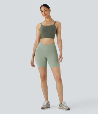 SoftlyZero™ High Waisted Crossover Pocket Yoga Biker Shorts 7"-UPF50+