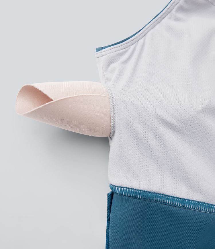 Softlyzero™ QuickDry Stand Collar Zipper Cut Out Curved Hem Skinny Cropped Golf Tank Vest Top