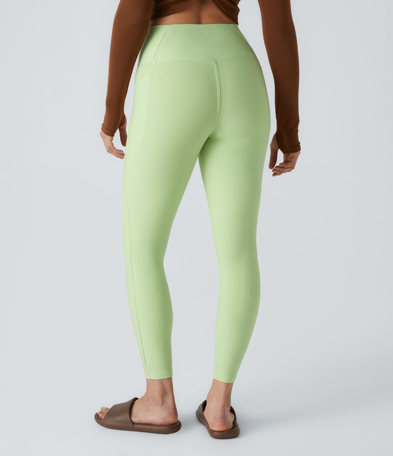 Halara Flex™ Jegging 7/8 Tricot Extensible Coloré à Taille Haute Croisée avec Poches Latérales