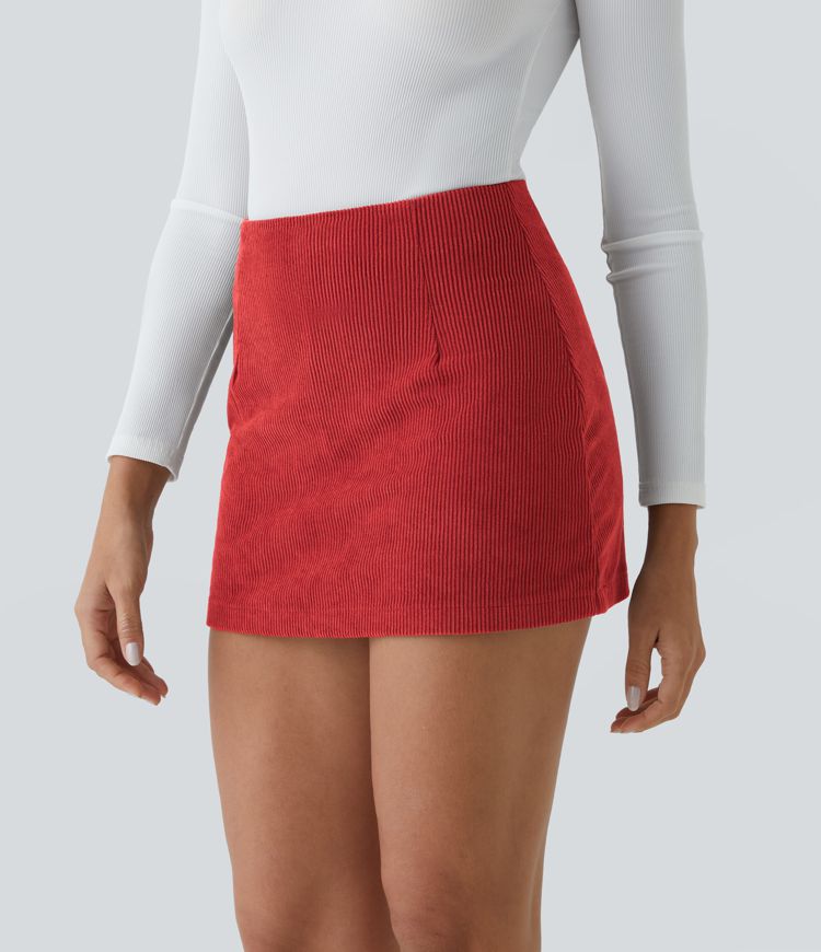 2-in-1-Mini-Cordrock in A-Linie mit hohem Bund und unsichtbarem Reißverschluss