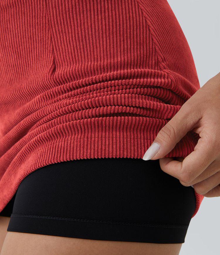 2-in-1-Mini-Cordrock in A-Linie mit hohem Bund und unsichtbarem Reißverschluss