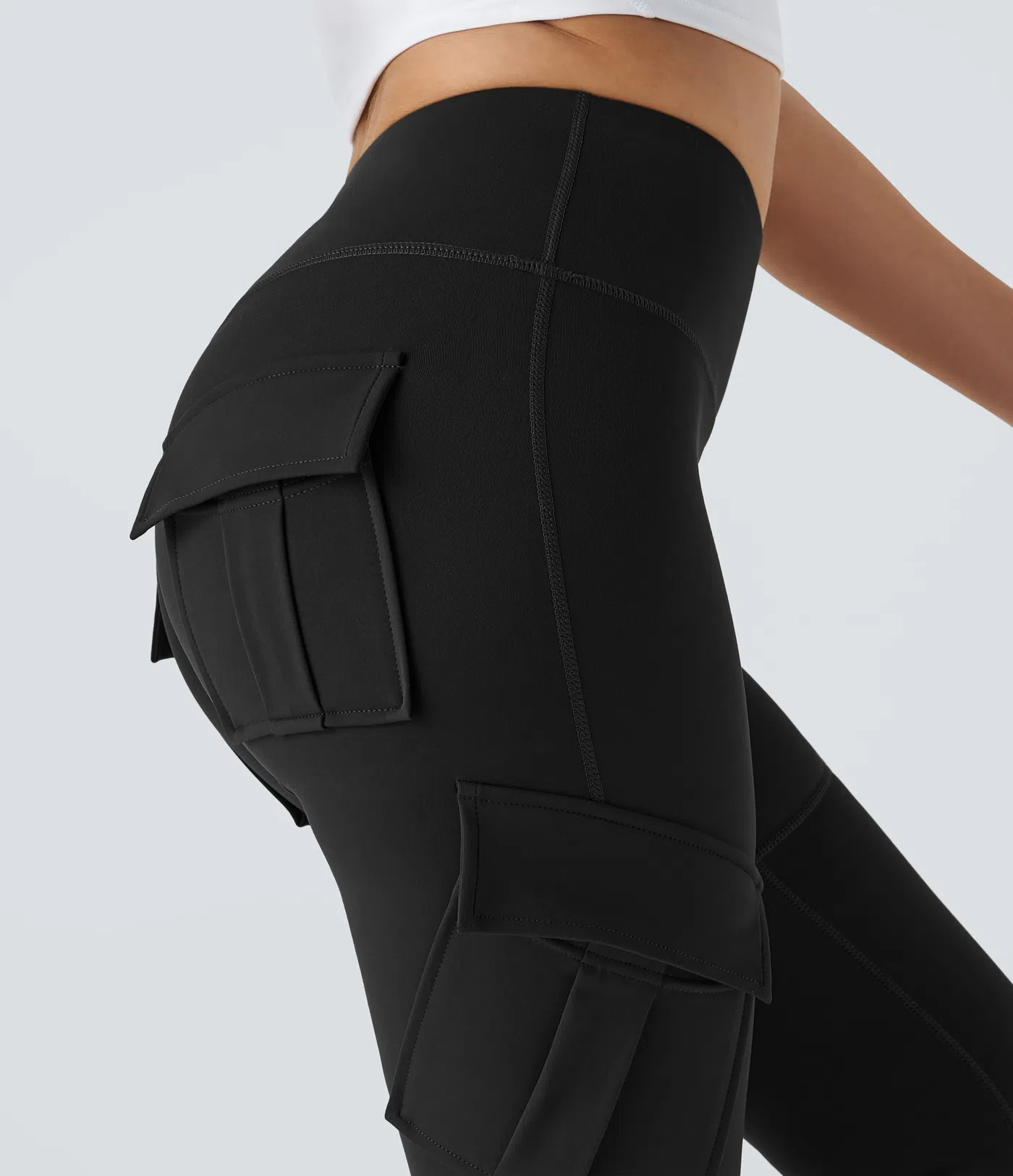 High Waisted Cargo Pocket Skinny Yoga Leggings