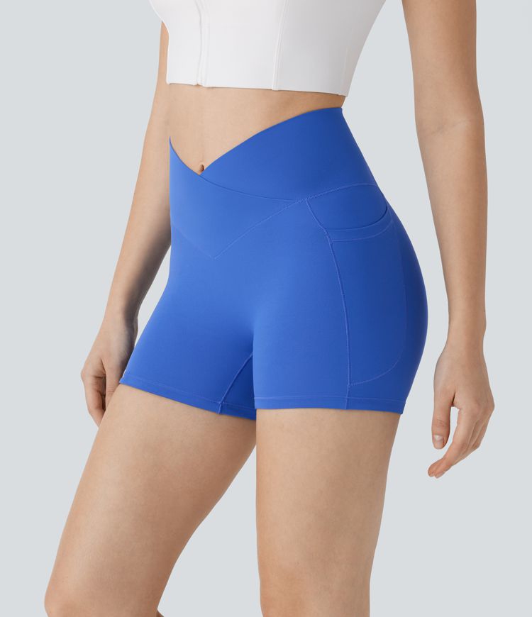 Softlyzero™ - Rutschfeste Crossover-Yoga-Shorts mit hohem Bund und Seitentaschen 7,62cm