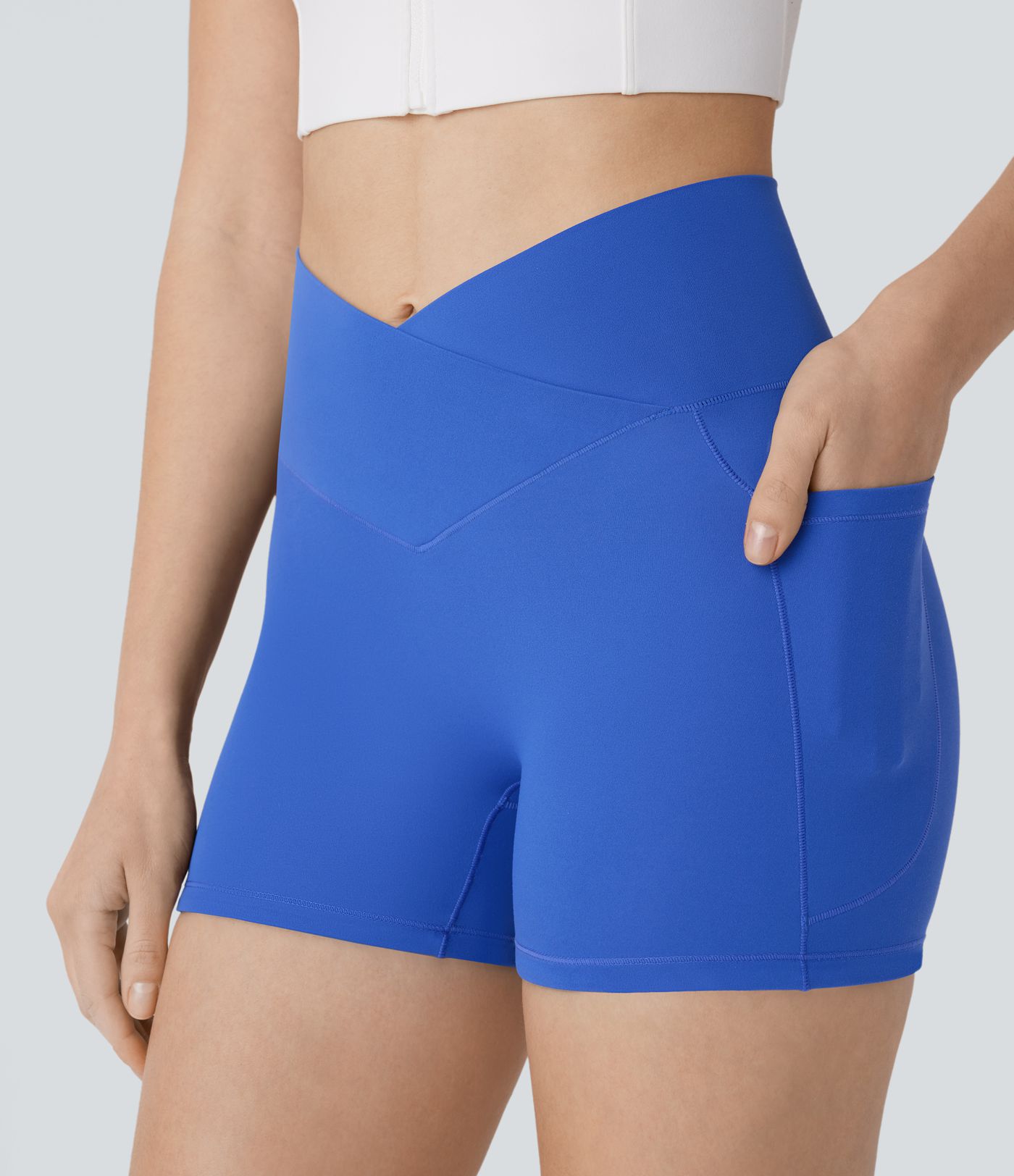 Softlyzero™ - Rutschfeste Crossover-Yoga-Shorts mit hohem Bund und Seitentaschen 7,62cm