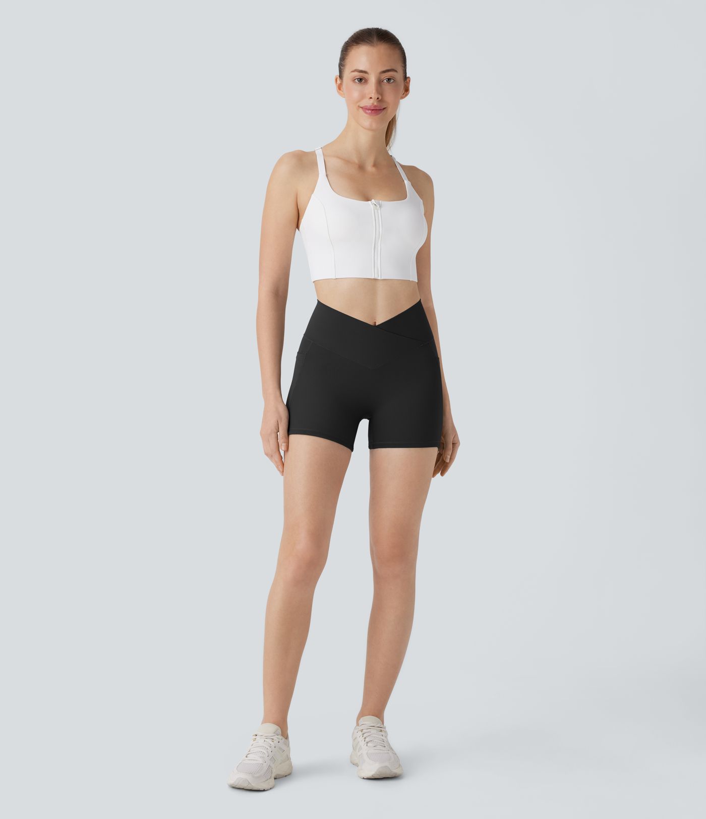 SoftlyZero™ Crossover High Waisted Pocket Antislip Yoga Biker Shorts 3''-UPF50+
