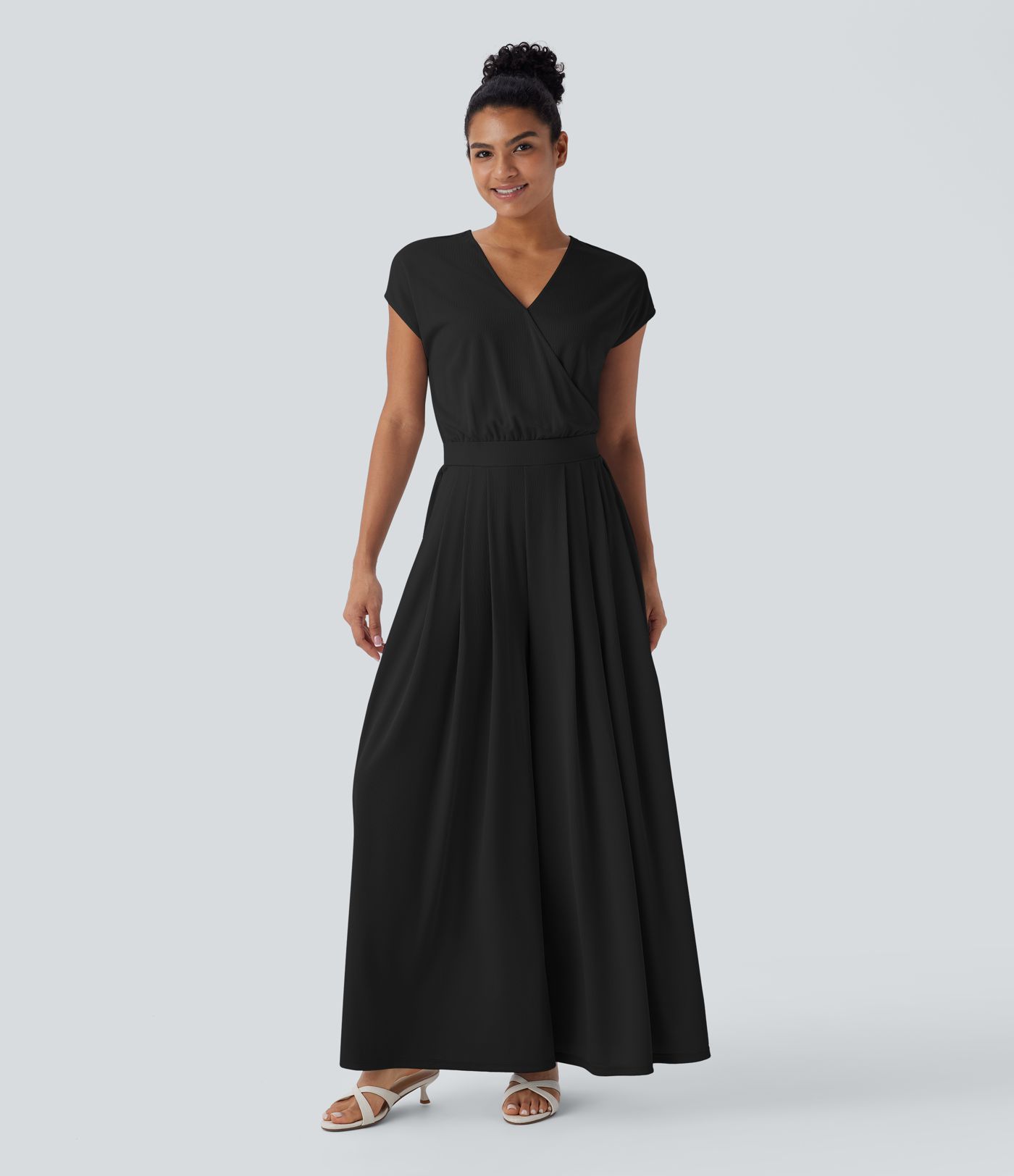 V Neck Short Sleeve Pocket Wide Leg Flowy Waffle Casual Jumpsuit-Easy Peezy Edition V Neck Short Sleeve Pocket Wide Leg Flowy Waffle Casual Jumpsuit-Easy Peezy Edition
