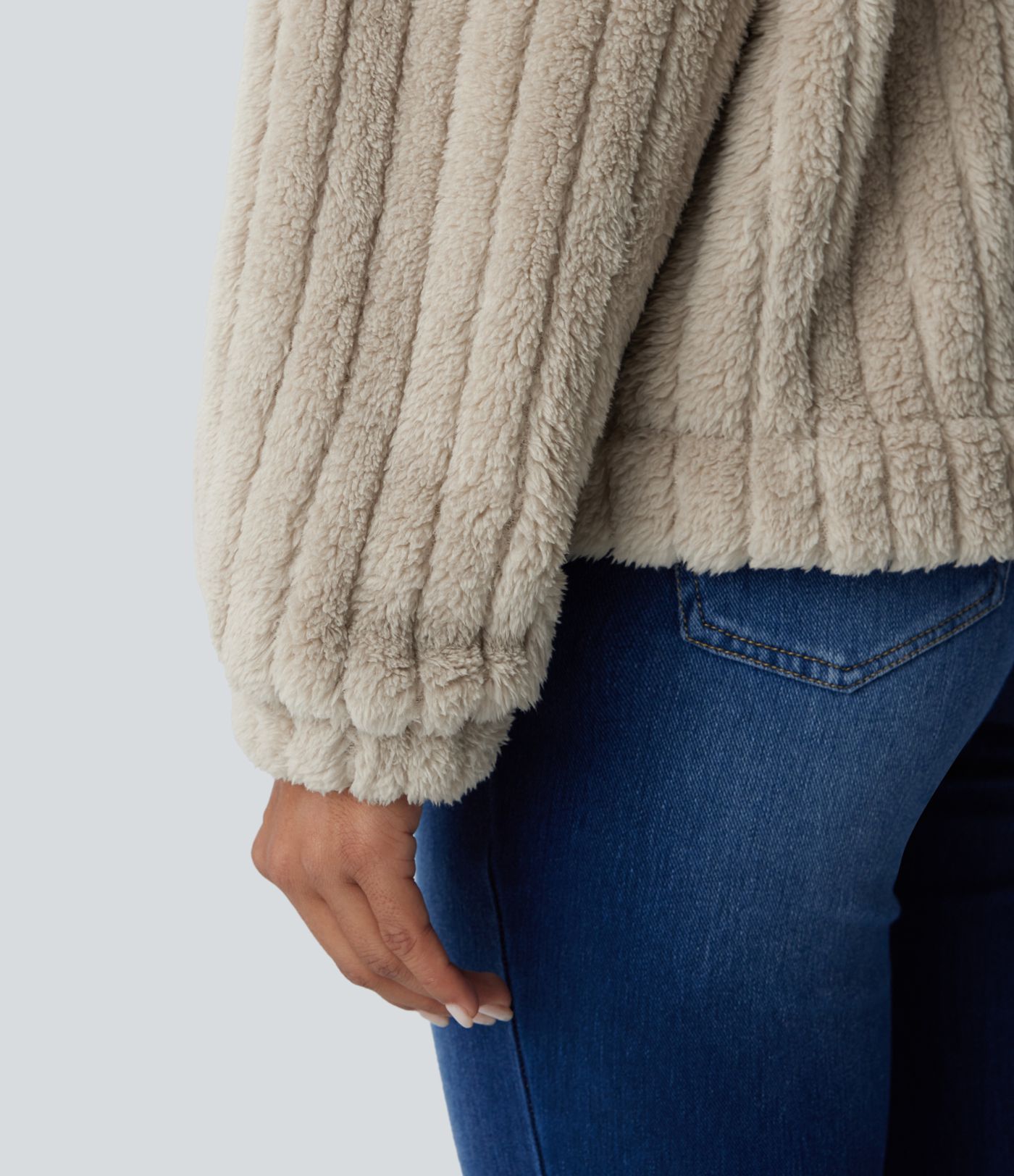 Chaqueta sherpa cuello botón manga larga