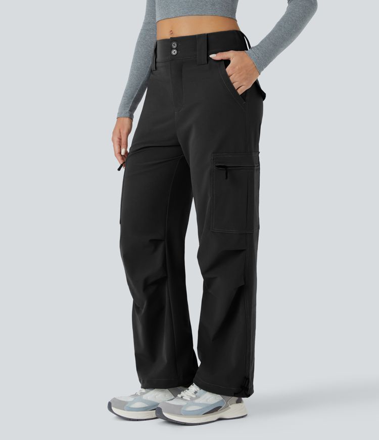 Mid Rise Zipper Pockets Casual Cargo Joggers