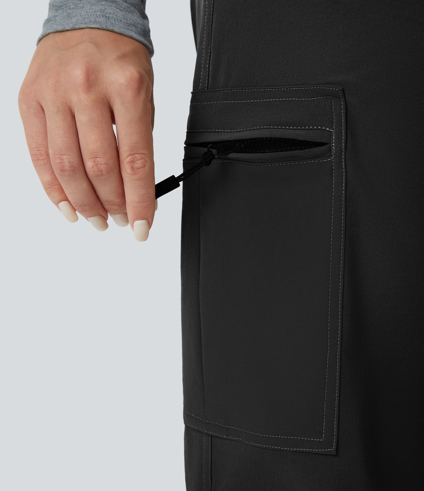 Joggers cargo tiro medio botón cremallera múltiples bolsillos cordón ajustable