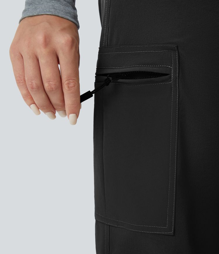 Mid Rise Zipper Pockets Casual Cargo Joggers