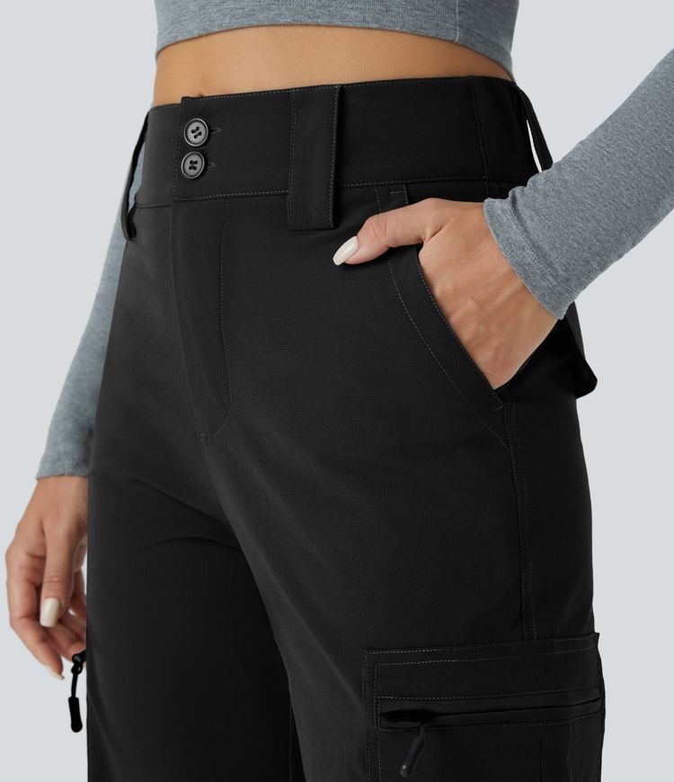 Mid Rise Zipper Pockets Casual Cargo Joggers