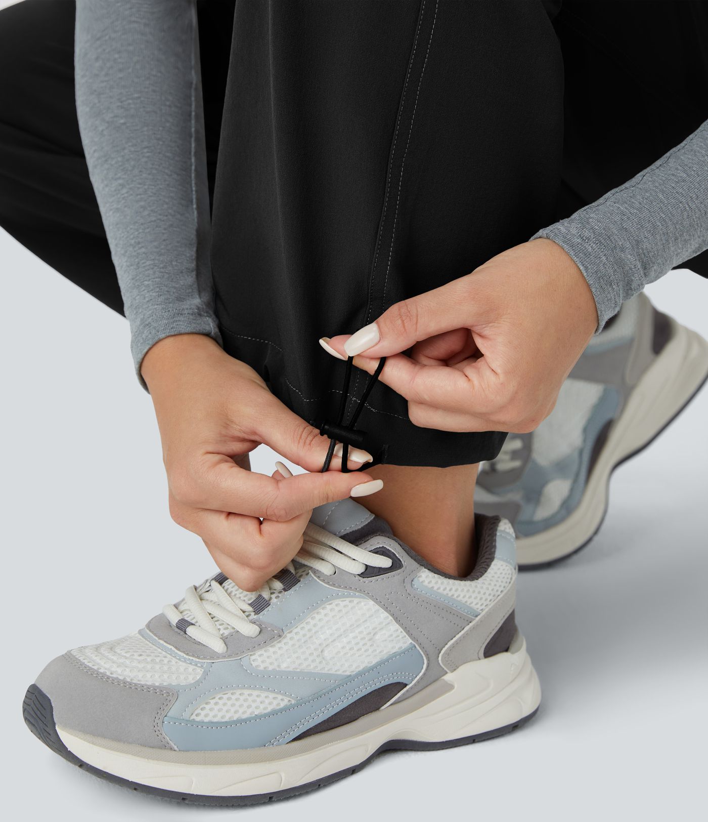 Joggers cargo tiro medio botón cremallera múltiples bolsillos cordón ajustable