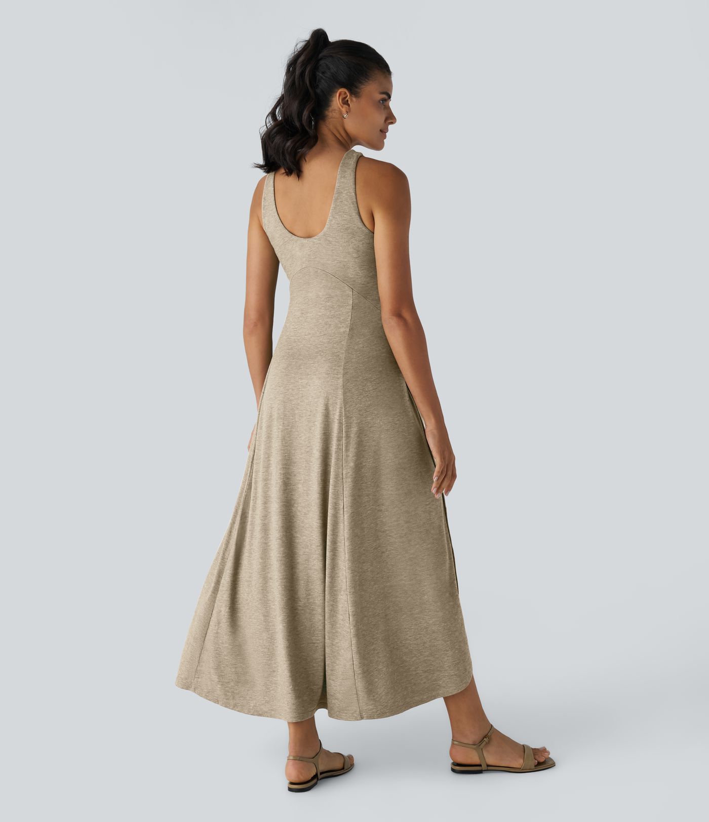 U Neck Flowy Maxi Casual Tank Dress