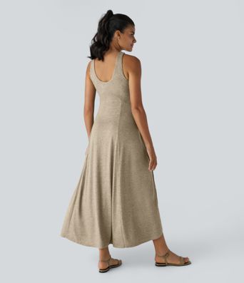 U Neck Flowy Maxi Casual Tank Dress