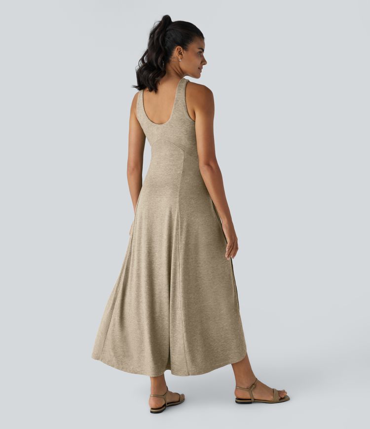 U Neck Flowy Maxi Casual Tank Dress