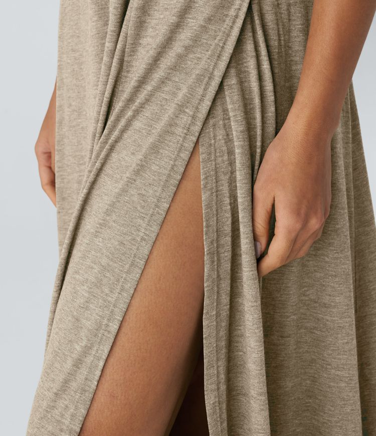 U Neck Flowy Maxi Casual Tank Dress