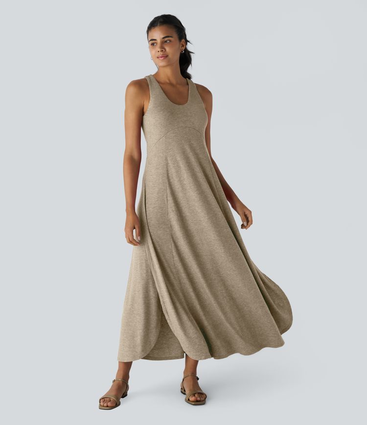 U Neck Flowy Maxi Casual Tank Dress