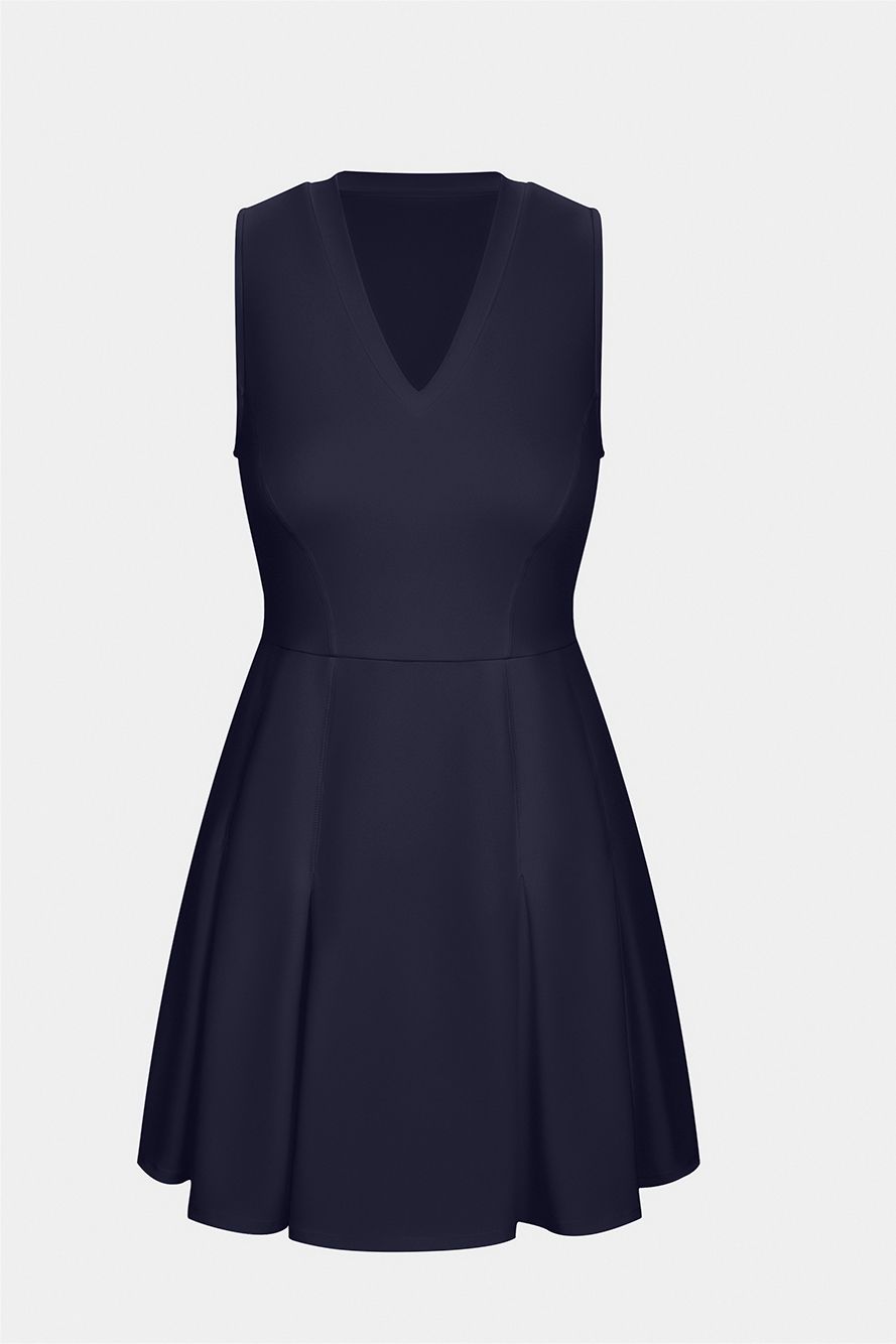 Robe Golf Sport Mini à Col en V sans Manches avec Ourlet Plissé