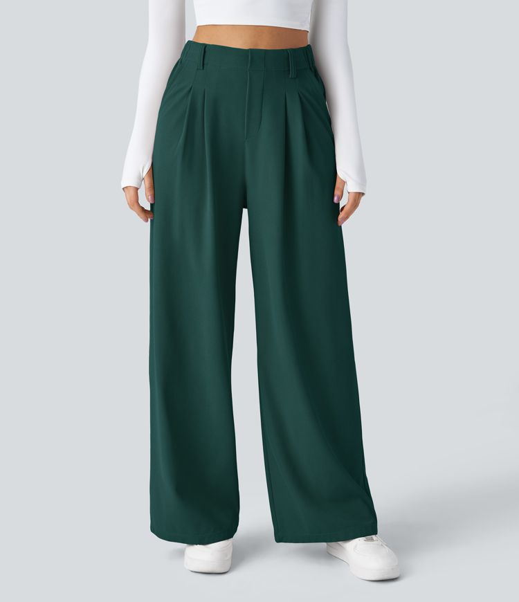 Halara Flex™ High Waisted Pocket Wide Leg Waffle Work Trousers