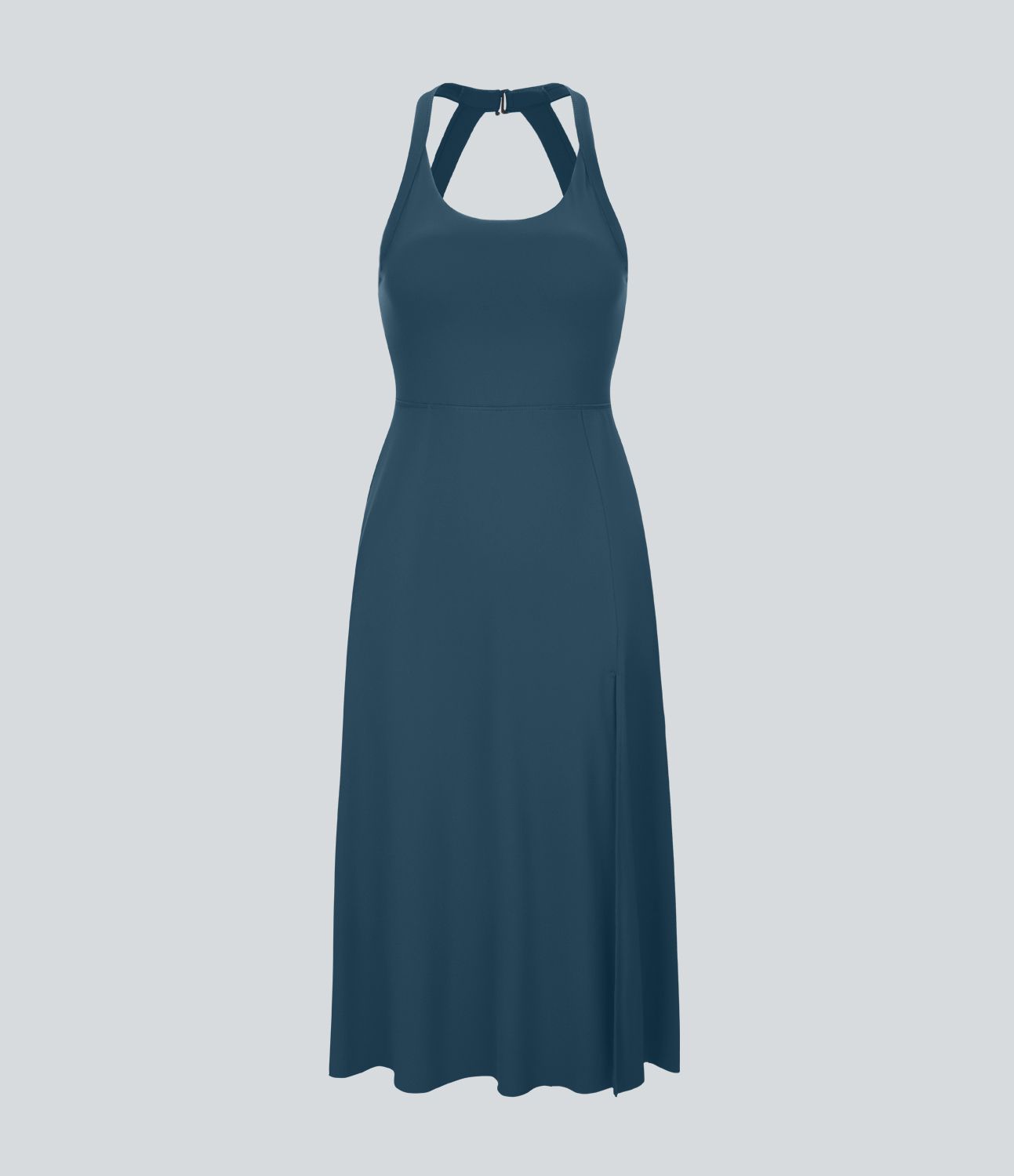 Cut Out Pocket Midi Casual Dress