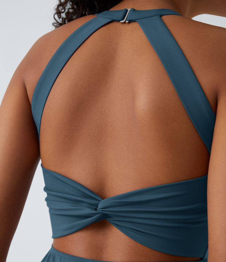 Cut Out Pocket Midi Casual Dress