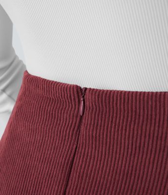 High Waisted 2-in-1 A Line Mini Corduroy Casual Skirt