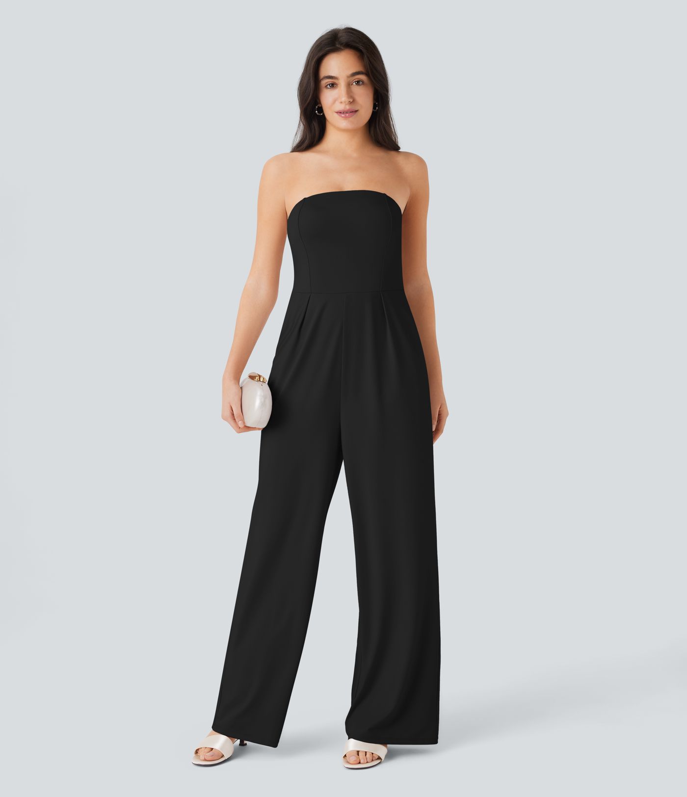 Tube Side Pocket Invisible Zipper Wide Leg Bridesmaid and Wedding Guest Jumpsuit-Easy Peezy