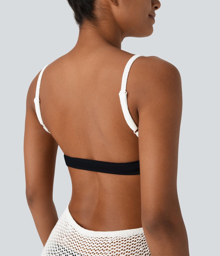 Adjustable Strap Crossover Backless Hollow Out Swim Cover Up