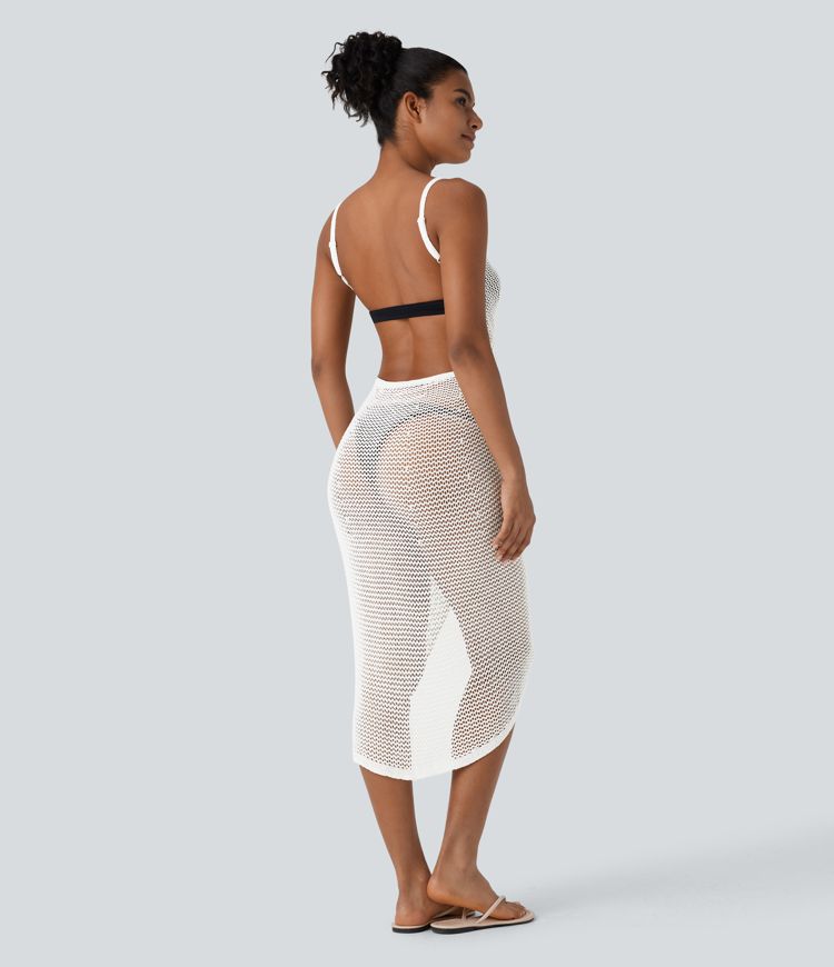 Adjustable Strap Crossover Backless Hollow Out Swim Cover Up