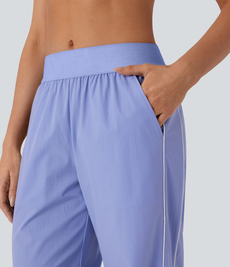 Water Repellent Wear-Resistant Reflective Mid Rise Pocket Straight Leg Yoga Pants