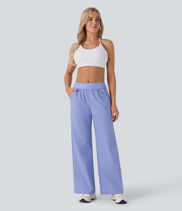 Water Repellent Wear-Resistant Reflective Mid Rise Pocket Straight Leg Yoga Pants