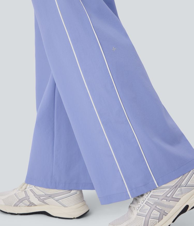 Pantalón yoga tiro medio pierna recta bolsillo lateral reflectante resistente desgaste repelente agua