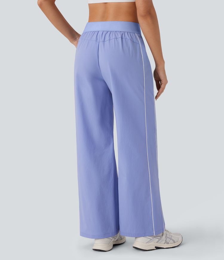 Pantalón yoga tiro medio pierna recta bolsillo lateral reflectante resistente desgaste repelente agua