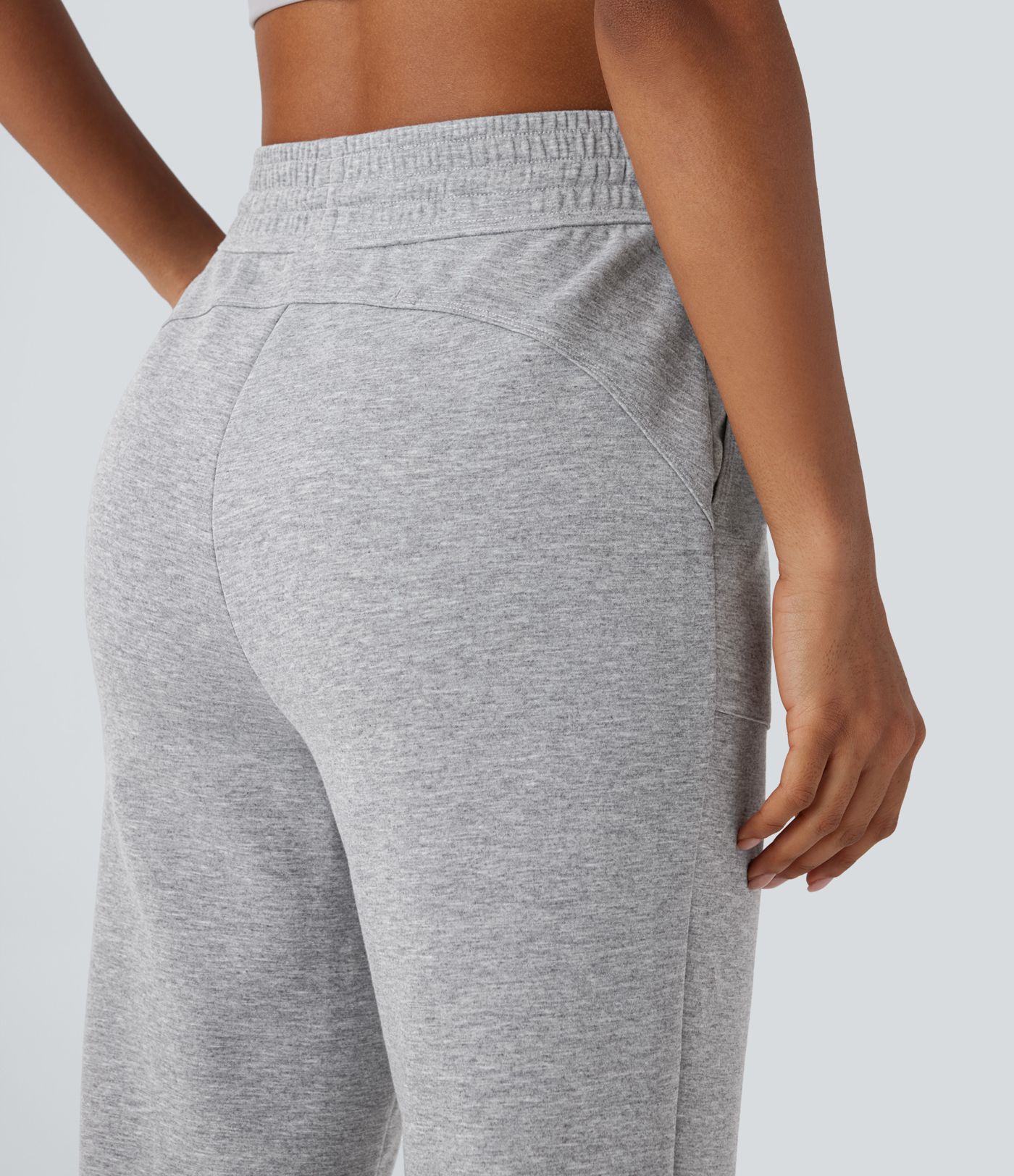 High Waisted Drawstring Pocket Tapered Running Pants