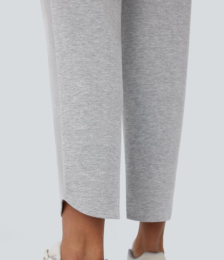High Waisted Drawstring Pocket Tapered Running Pants