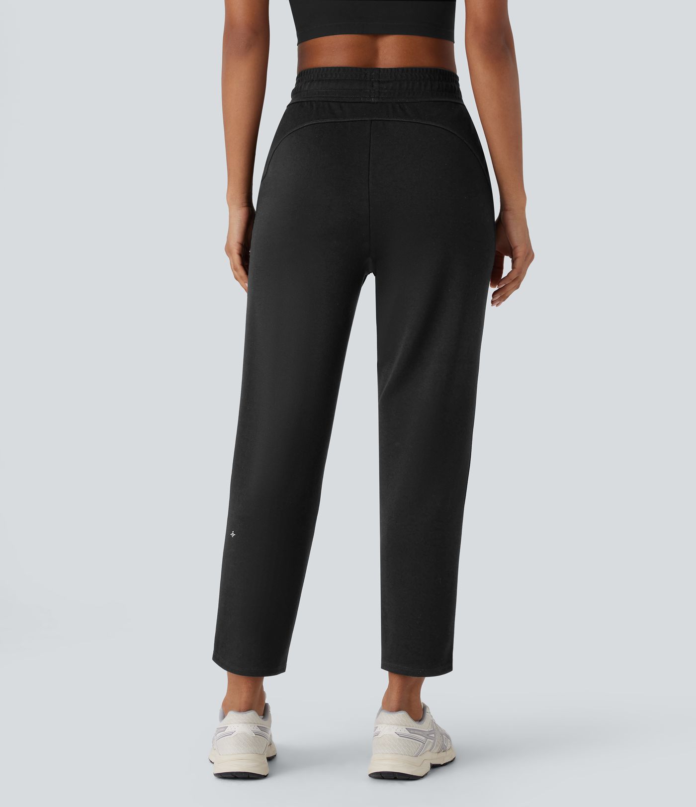 High Waisted Drawstring Pocket Tapered Running Pants
