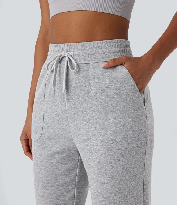 High Waisted Drawstring Pocket Tapered Running Pants