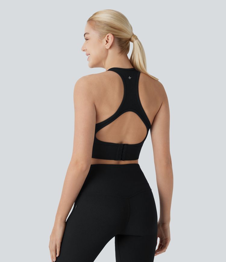 Seamless Flow Square Neck Racerback Adjustable Buckle Skinny Cropped Workout Tank Top