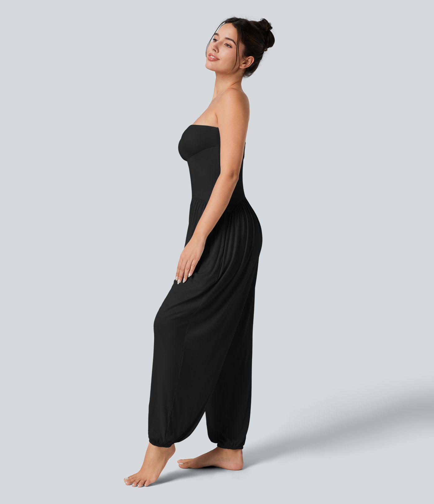 Ribbed Tube Pocket Casual Jumpsuit