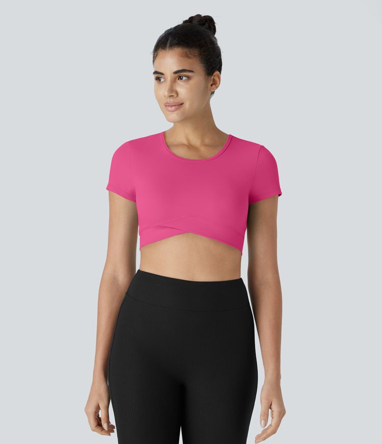 Softlyzero™ Plush Crossover Hem Cropped Sports Top