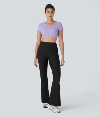 SoftlyZero™ Plush Crossover Hem Cropped Sports Top