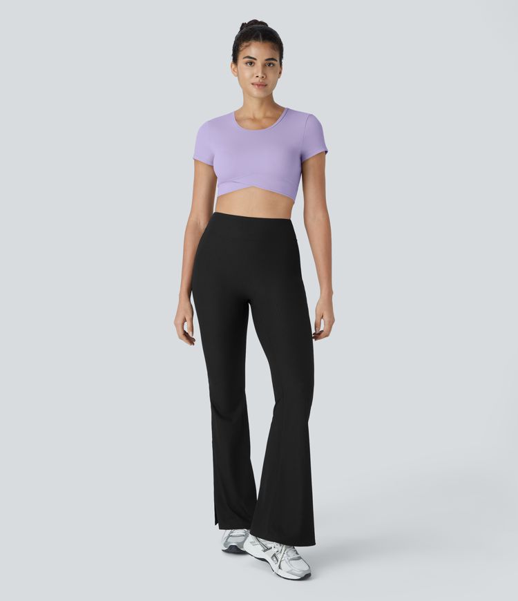 SoftlyZero™ Plush Crossover Hem Cropped Sports Top