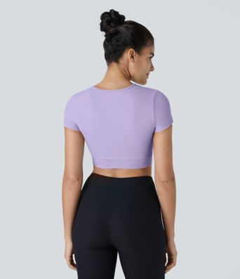 SoftlyZero™ Plush Crossover Hem Cropped Sports Top