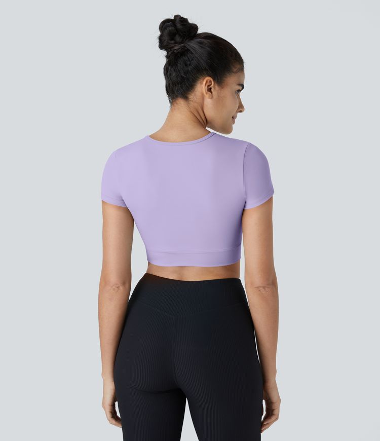 SoftlyZero™ Plush Crossover Hem Cropped Sports Top