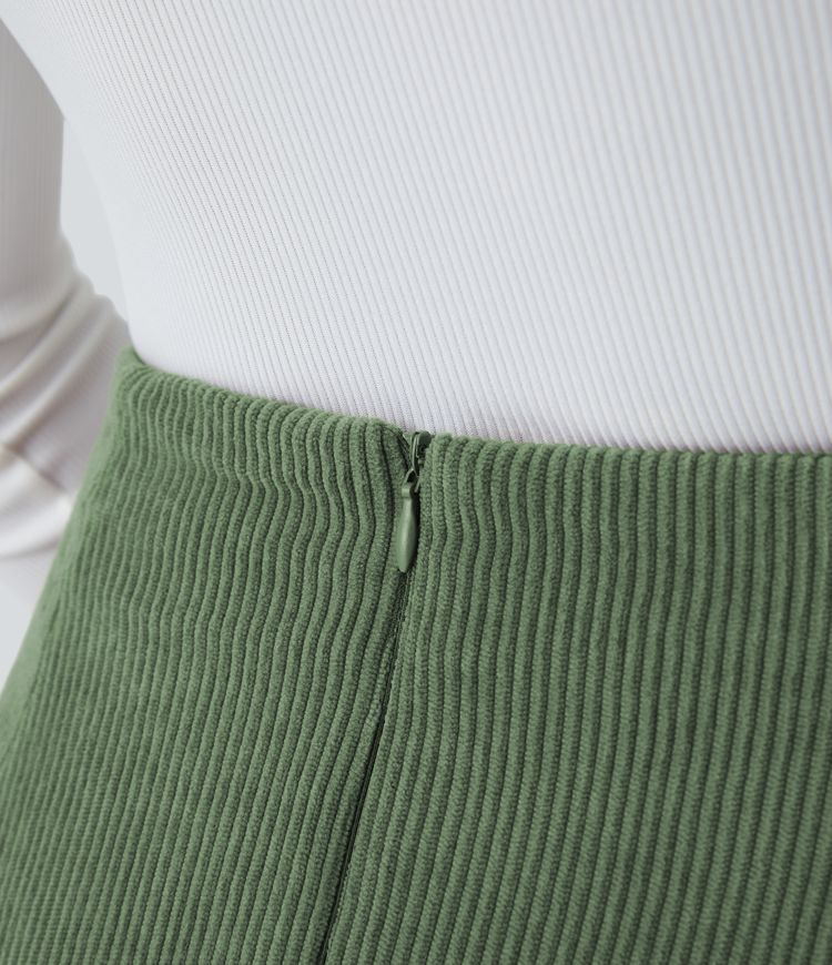 Mini-Jupe Casual en Velours Côtelé 2 en 1 Fermeture Éclair Invisible Taille Haute