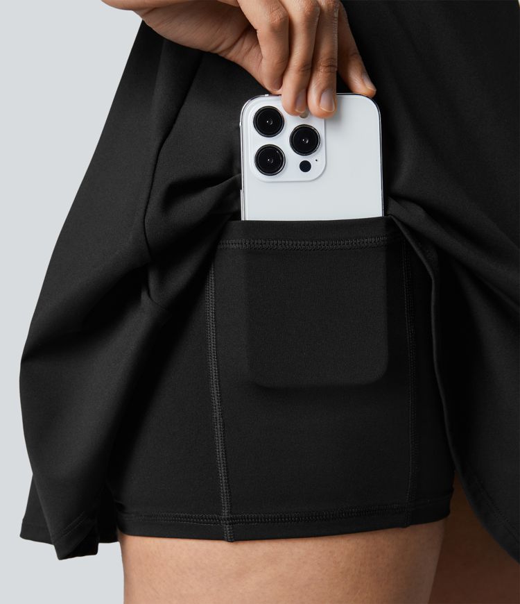 Wycięcie 2-w-1 Kieszonkowe Flare Mini Sukienka Aktywna - Edycja Easy Peezy