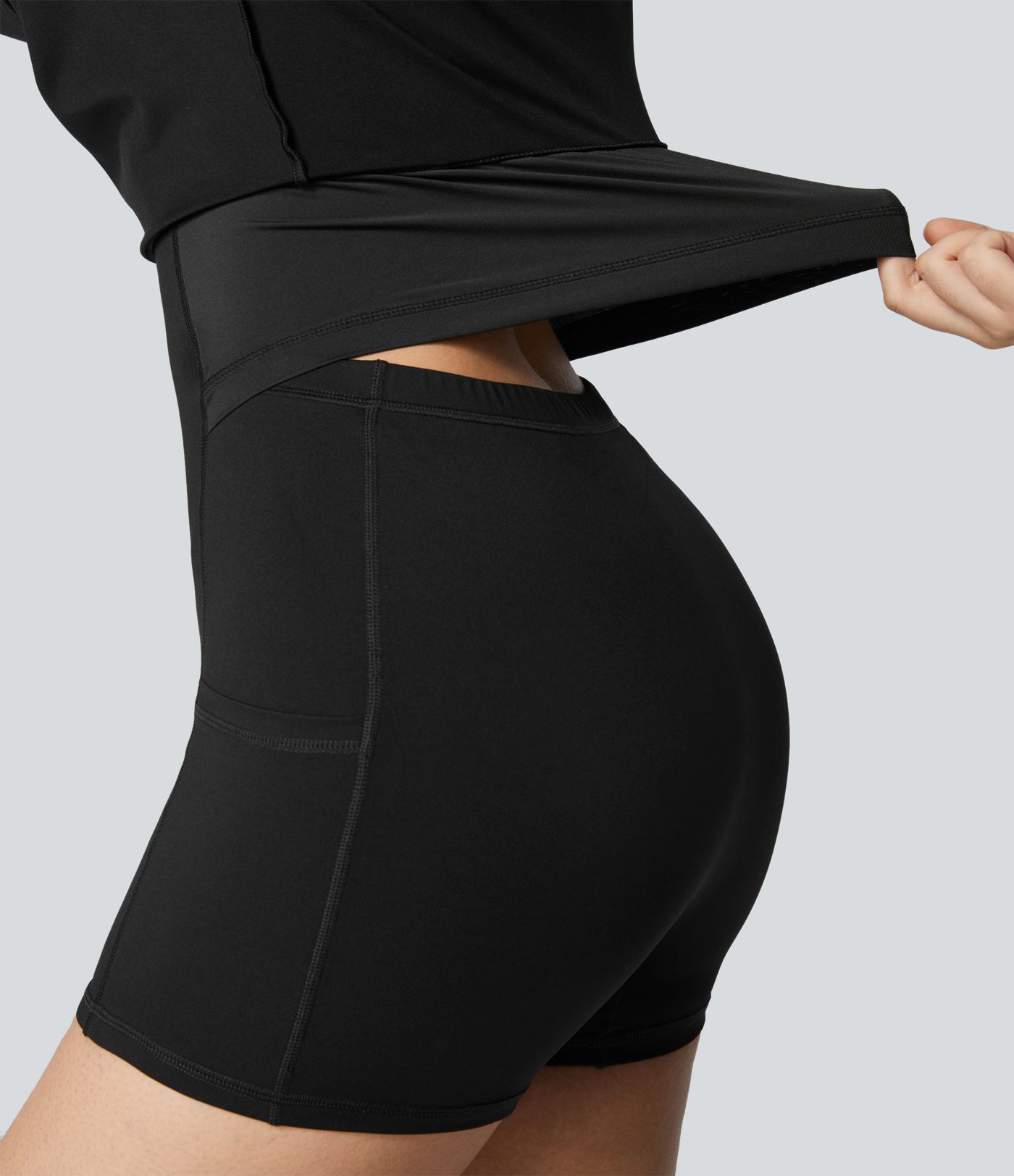 Wycięcie 2-w-1 Kieszonkowe Flare Mini Sukienka Aktywna - Edycja Easy Peezy